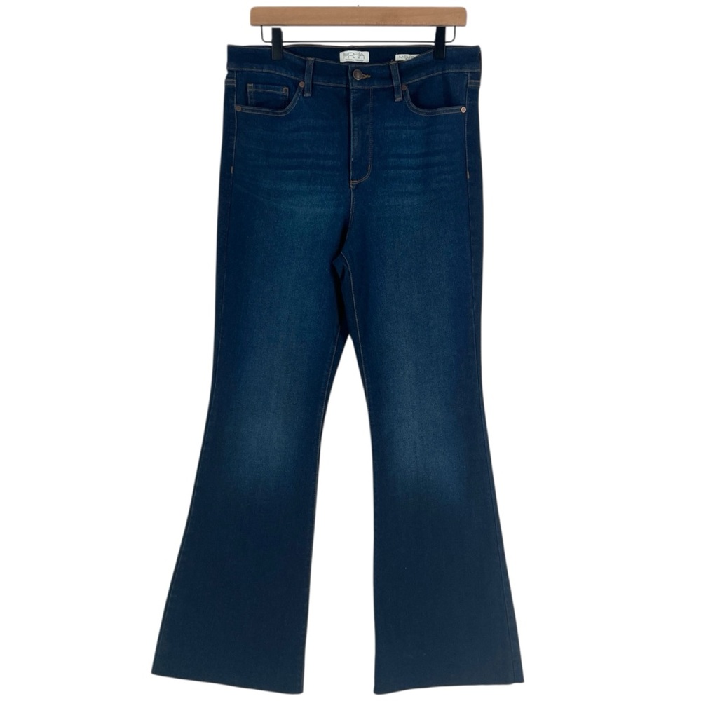 Sofia by Sofia Vergara Melisa Flare Cutoff Jean Stretch Dark Wash Denim Size 12